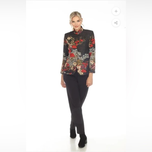 Moonlight Floral Print Short Jacket Red multicolor approximate size medium - Picture 1 of 7